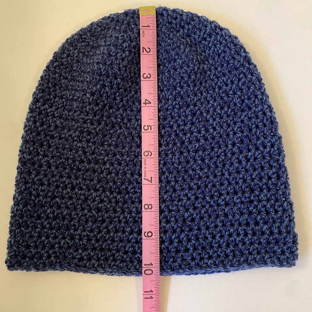 Men's Navy Blue Crochet Beanie - Picture 4 of 5
